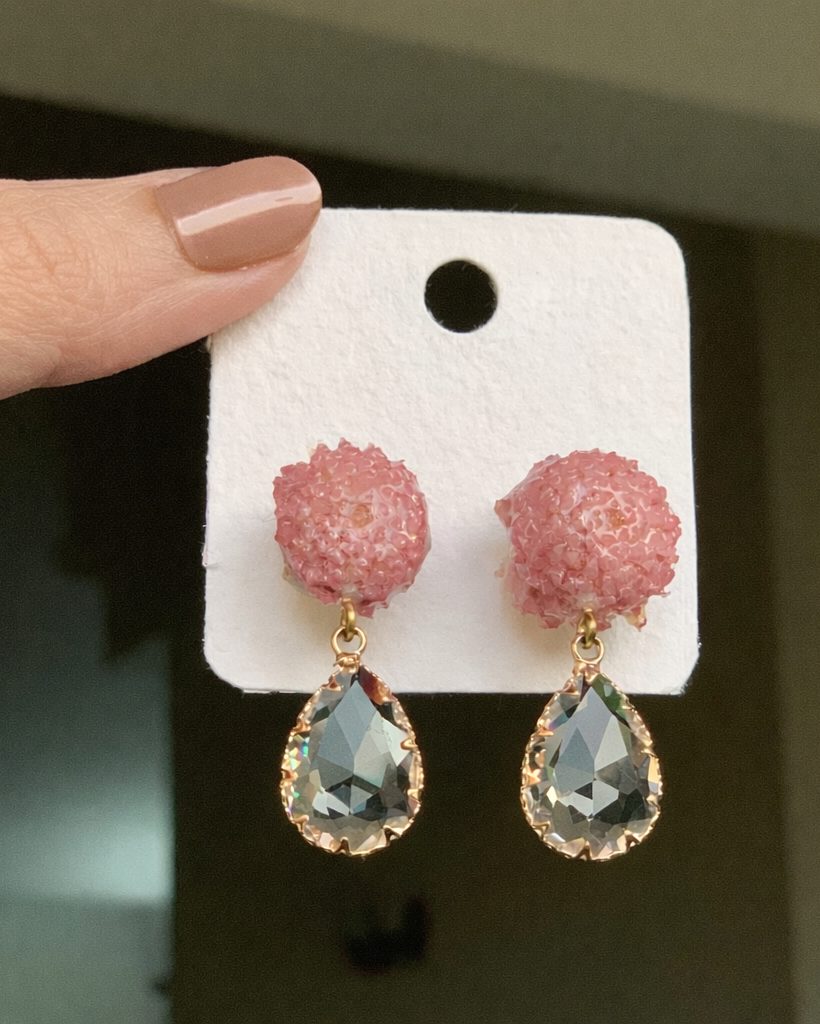 Pink Gomphrena Stud Earrings