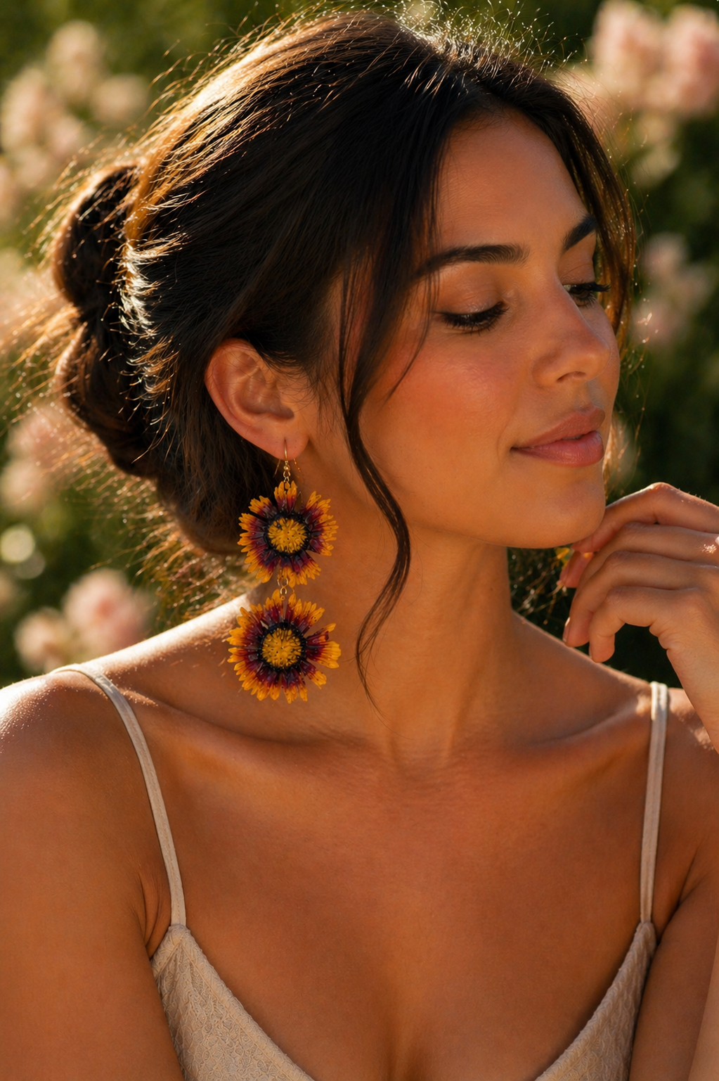 Double Gaillardia Dangler Earrings
