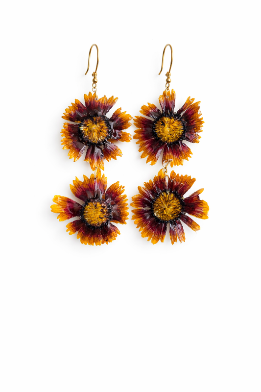 Double Gaillardia Dangler Earrings