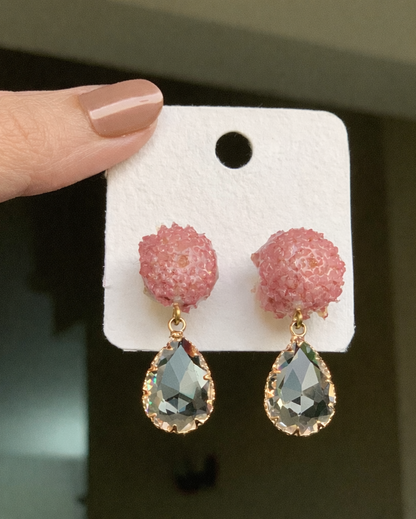 Pink Gomphrena Stud Earrings