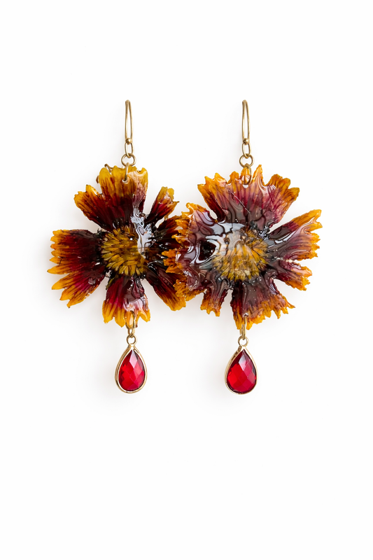 Gaillardia Earrings with Glass Drops